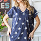 Heimish Star Print V-Neck Short Sleeve T-Shirt - Whimsical Appalachian Boutique