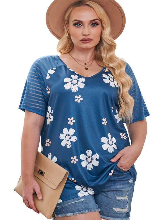 Plus Size V-Neck Raglan Sleeve Tee - Whimsical Appalachian Boutique