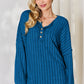 Basic Bae Ribbed Half Button Long Sleeve T-Shirt