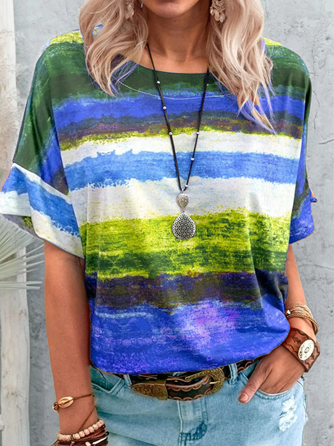 Color Block Half Sleeve Tee