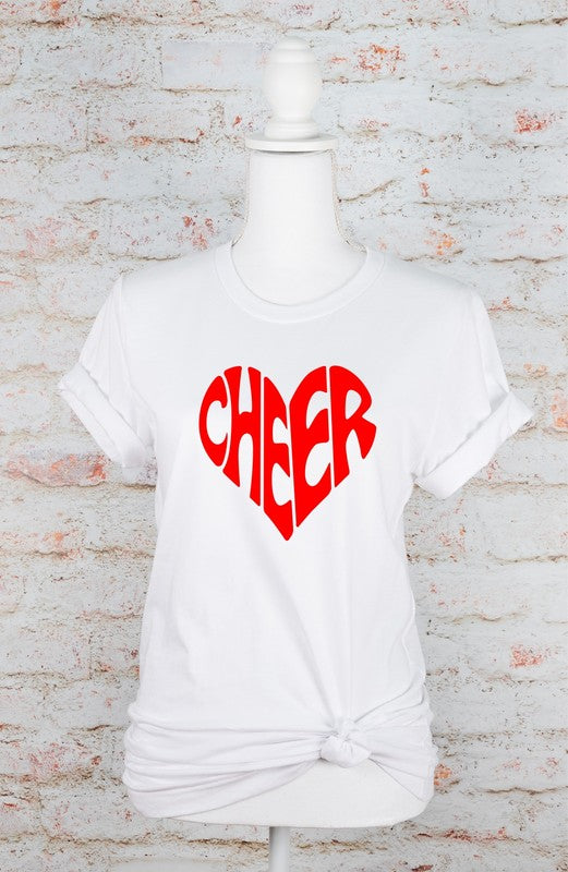 Cheer Heart Graphic T-Shirt For Cheerleaders