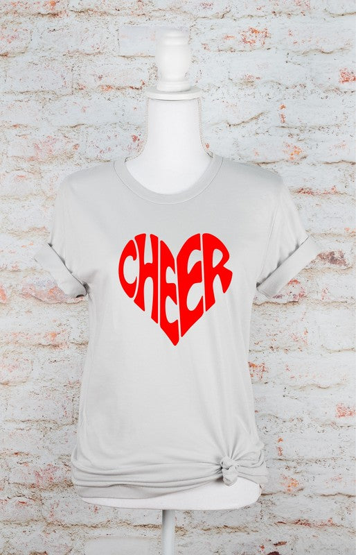 Cheer Heart Graphic T-Shirt For Cheerleaders