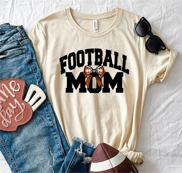 Football Mom Bow Graphic Boutique Tee - Whimsical Appalachian Boutique