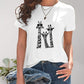 Giraffe Graphic Round Neck T-Shirt - Whimsical Appalachian Boutique