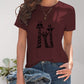 Giraffe Graphic Round Neck T-Shirt - Whimsical Appalachian Boutique