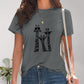 Giraffe Graphic Round Neck T-Shirt - Whimsical Appalachian Boutique