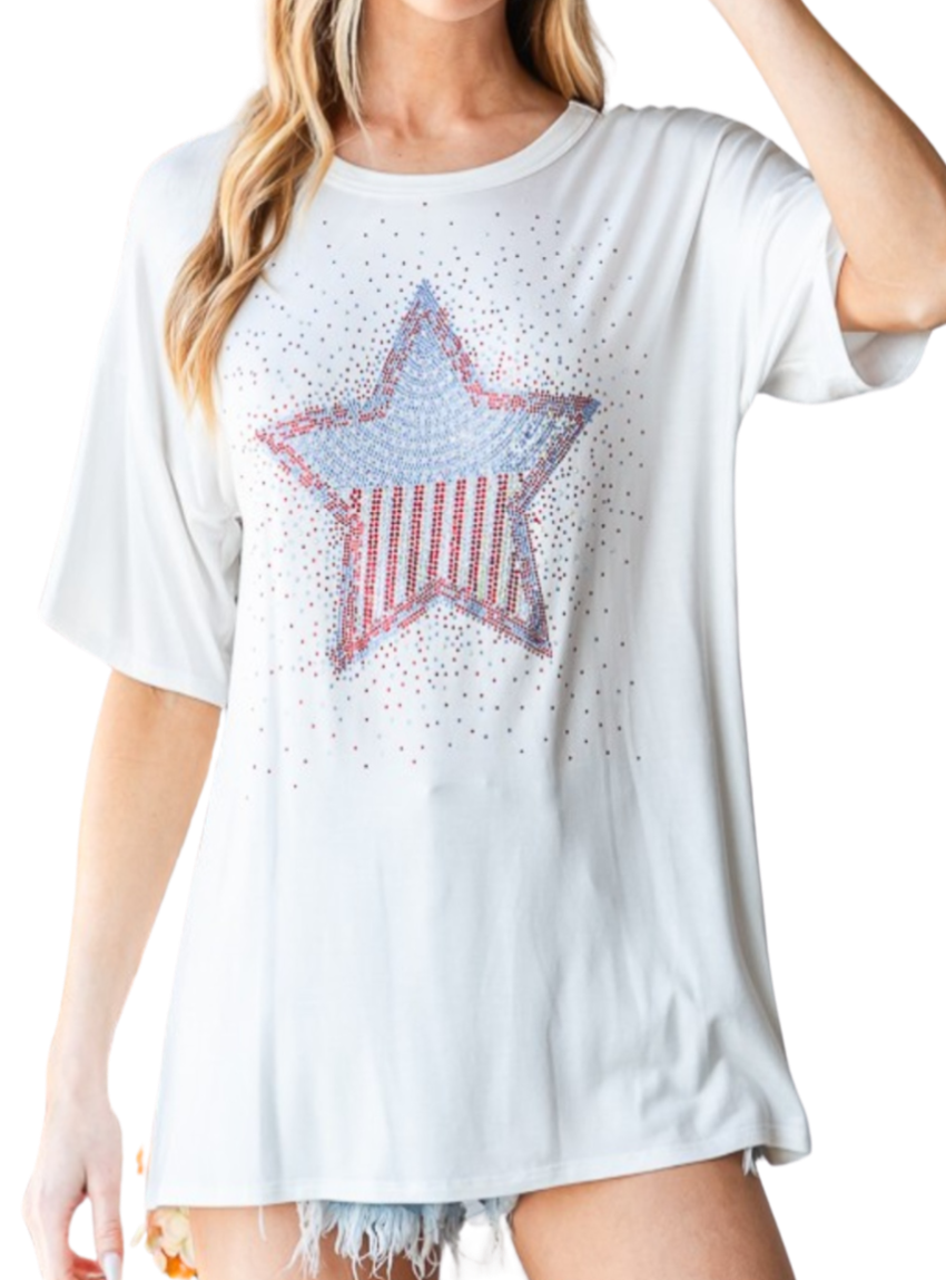 Heimish Star Patch America Graphic Tee - Whimsical Appalachian Boutique