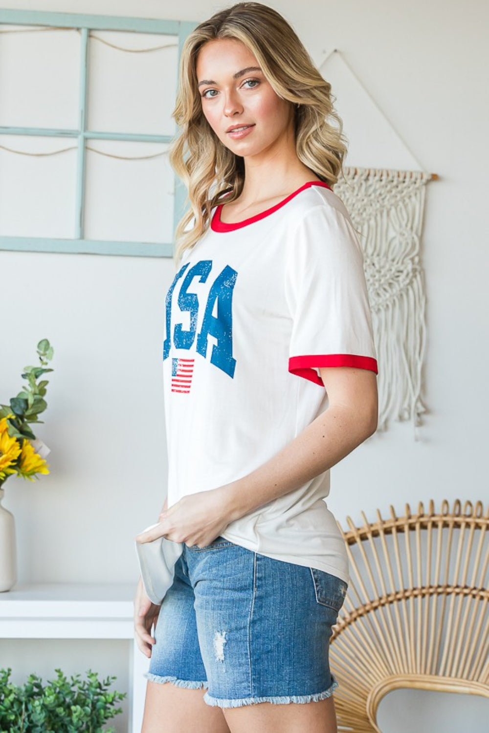 Heimish USA Contrast Trim Short Sleeve T-Shirt - Whimsical Appalachian Boutique