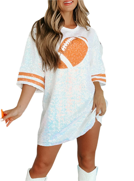 Sequin Football Half Sleeve Oversize Top - Whimsical Appalachian Boutique