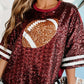 Sequin Football Half Sleeve Oversize Top - Whimsical Appalachian Boutique