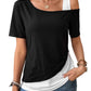 Trendy Asymmetrical Neck Short Sleeve T-Shirt - Whimsical Appalachian Boutique