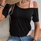 Trendy Asymmetrical Neck Short Sleeve T-Shirt - Whimsical Appalachian Boutique