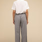 Tailored gray waffle pants with relaxed silhouette
