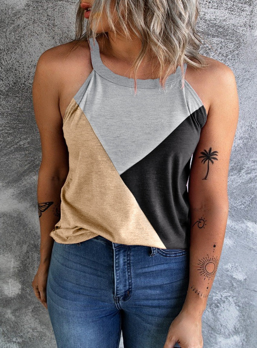 Color Block Grecian Neck Tank Top