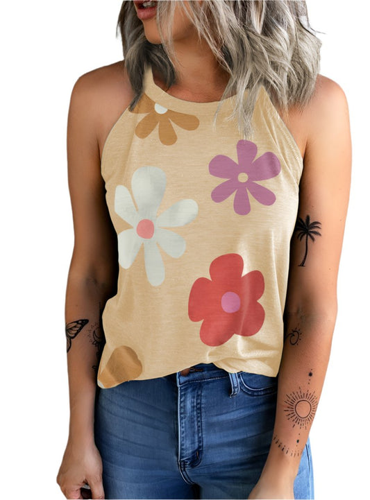 Floral Print Grecian Neck Tank Top - Whimsical Appalachian Boutique