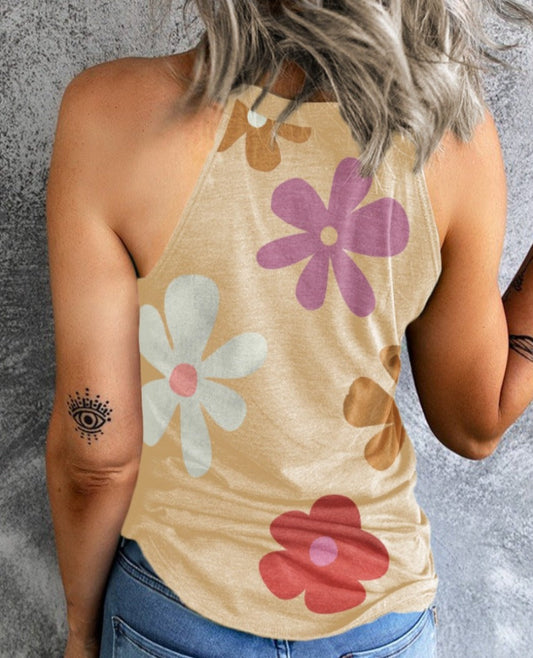 Floral Print Grecian Neck Tank Top - Whimsical Appalachian Boutique