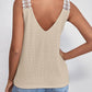 Lace Detail Waffle-Knit V-Neck Tank - Whimsical Appalachian Boutique