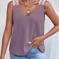 Lace Detail Waffle-Knit V-Neck Tank - Whimsical Appalachian Boutique