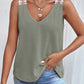 Lace Detail Waffle-Knit V-Neck Tank - Whimsical Appalachian Boutique