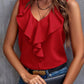 V-Neck Sleeveless Ruffle Blouse - Whimsical Appalachian Boutique