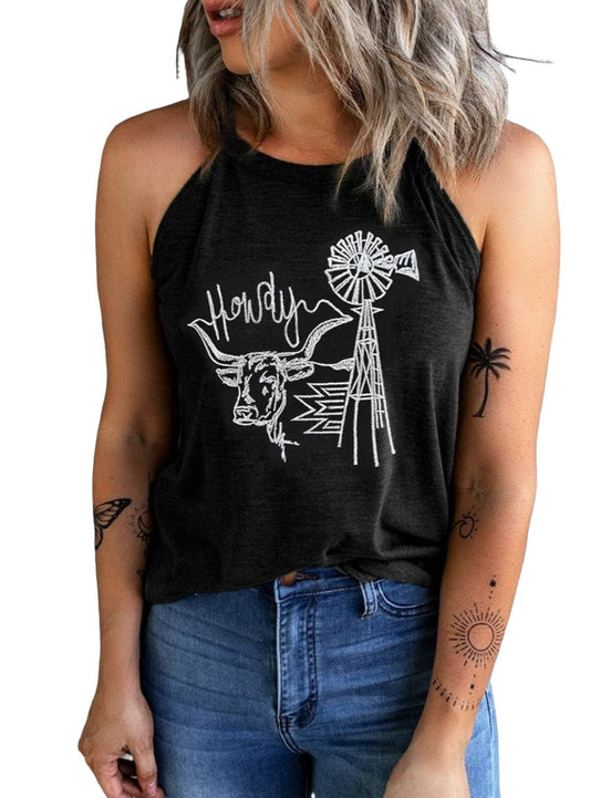 Howdy Cowgirl Halter Neck Tank - Whimsical Appalachian Boutique