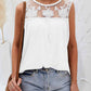 Lace Detail Round Neck Tank Top - Whimsical Appalachian Boutique