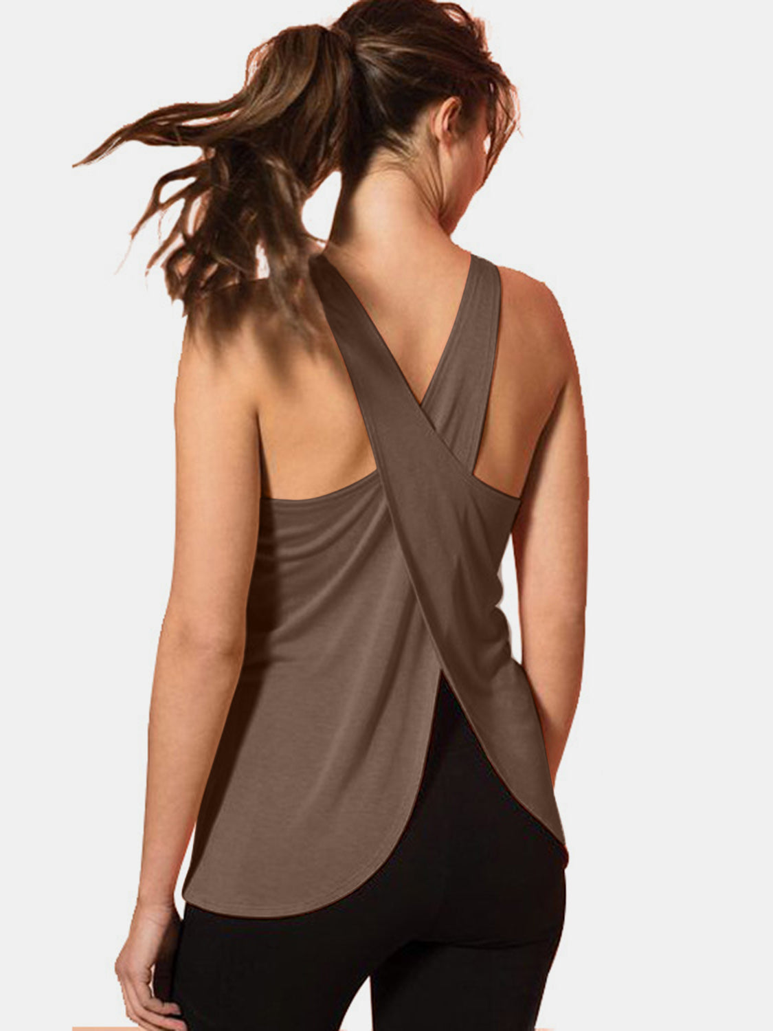 Crisscross Scoop Neck Active Tank Top - Whimsical Appalachian Boutique