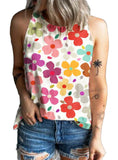 Flower Printed Round Neck Tank - Whimsical Appalachian Boutique