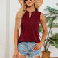 Classic Notched Neck Sleeveless Shirt - Whimsical Appalachian Boutique