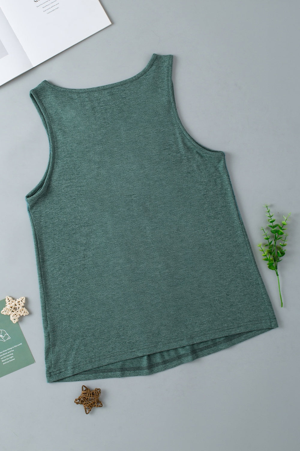 Green Ruched V-Neck Tank Top - Whimsical Appalachian Boutique