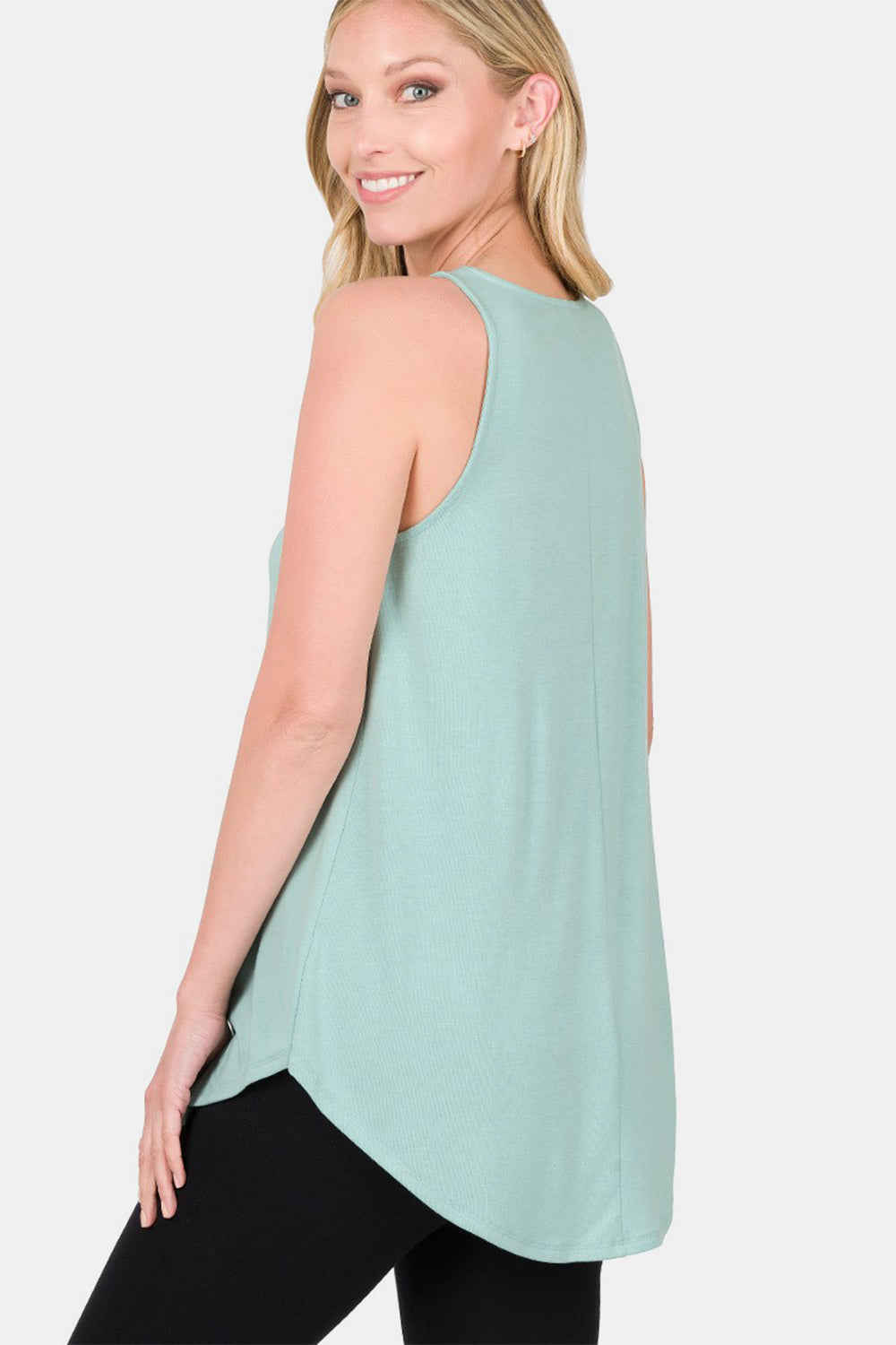 Zenana Round Neck Curved Hem Tank - Whimsical Appalachian Boutique