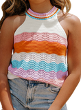 Color Block Round Neck Knit Vest