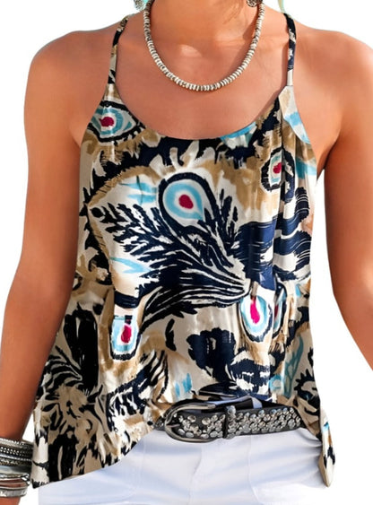 Spaghetti Strap Printed Bohemian Tank - Whimsical Appalachian Boutique