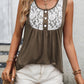 Lace Contrast Scoop Neck Tank Top - Whimsical Appalachian Boutique