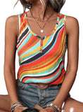 Summer Vibes Retro Color Block Tank Top - Whimsical Appalachian Boutique