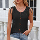 Eyelet Round Neck Wide Strap Tank - Whimsical Appalachian Boutique