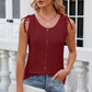 Eyelet Round Neck Wide Strap Tank - Whimsical Appalachian Boutique