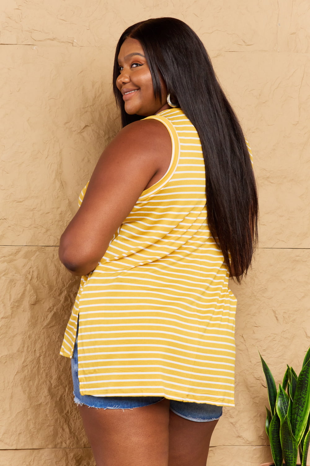 Striped Sleeveless V-Neck Top - Whimsical Appalachian Boutique