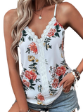 Lace Detail Printed V-Neck Cami - Whimsical Appalachian Boutique