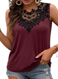 Delicate Lace Detail Heathered Tank Top - Whimsical Appalachian Boutique