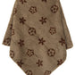 Taupe cozy poncho featuring a stylish floral pattern
