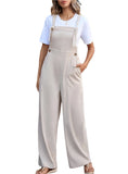 Front view of Tied Wide Leg Overalls with adjustable tie straps and wide legs.
