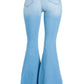 Women's light blue GJG Denim Logan Bell Bottom Jean with stretch
