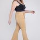 Trendy plus-size distressed flare jeans for a chic casual outfit.
