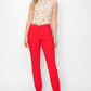 Trendy red jogger jeans with a high-rise waist and elasticized cuffs for a chic finish.





