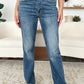 Trendy Judy Blue jeans with unique release hem and comfortable mid-rise waist.
