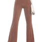 Stylish mauve pants with flared bottoms, great for trendy outfits.
