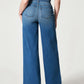 Fashion-forward wide-leg jeans in medium wash with high waist.