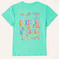 Back design of turquoise "Be Kind to Your Mind" tee with bold message.