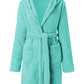 Ultramarine blue plush hooded robe, soft and lightweight for daily lounging.
